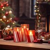 Glooglitter 3 Pcs Candy Cane Flameless Candles with Remote Timers