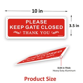 2 Pack Please Keep the Gate Closed Sign, 25 x 9 x 0.1 cm Rust Free Rust Free Aluminum UV Protected Weather Resistant Durable Ink Easy to Mount