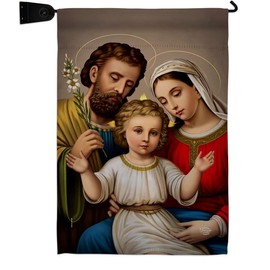 Holy Family Garden Flag Set Mailbox Hanger Religious Faith Hope Grace Peace Dove Christian Religion Easter Small Decorative Gift Yard House Banner Double-Sided Made In USA 13 X 18.5