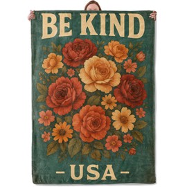 Vintage Rose Bouquet and USA Quote Blanket Gifts for Women Adults, Soft Warm Lightweight Flannel Throw Blankets for Camping Bedroom Living Room Home Sofa Travel Decor 50" x 60"
