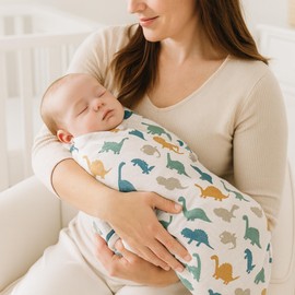 3-Pack Muslin Swaddle Blankets – 100% Cotton, Soft & Breathable – 47"x43" Large Baby Wraps – Dino, Star, Green – Gender Neutral Newborn Essentials for Boys & Girls