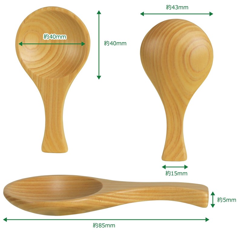 Morikuru TK02-06 Hinoki Tea Spoon, Made in Japan, Cypress, Tea