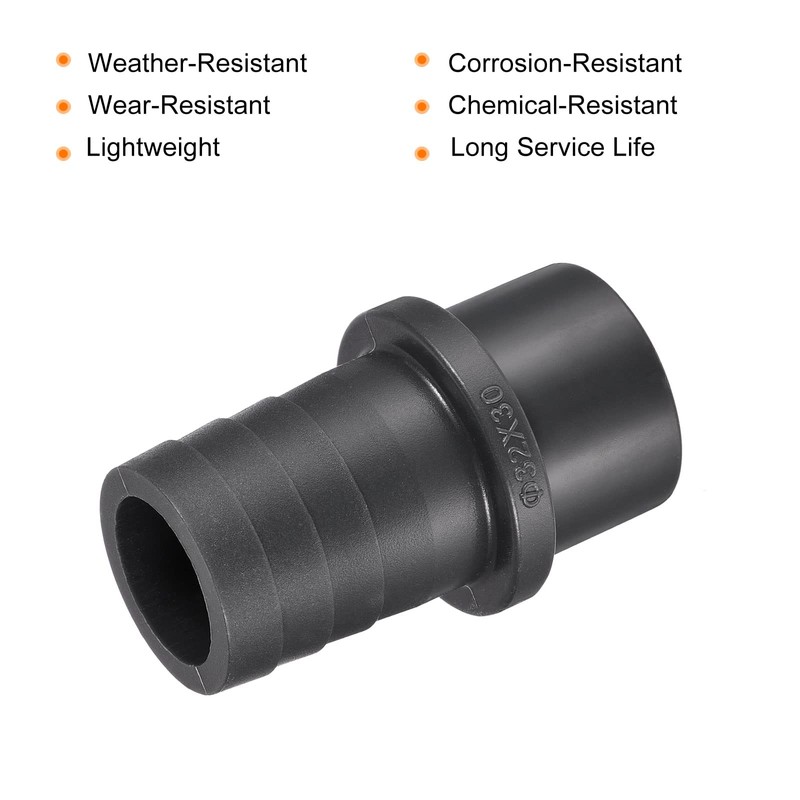 sourcing map PVC Pipe Fitting 30mm Barbed x 32mm OD