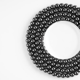 Anjpuy 6MM Natural Hematite Stone Beads Gemstone Round Loose Bead for Jewelry Making with Crystal Stretch Cord(Hematite,65pcs)