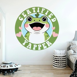 Certified Yapper Wall Decal Vinyl Stickers Funny Frog Mental Health Anxiety Nurse Assistant Transparent, DTF, Large Vinyl Nursery Wall Decal for Home & Room Boys & Girls Bedroom Decor