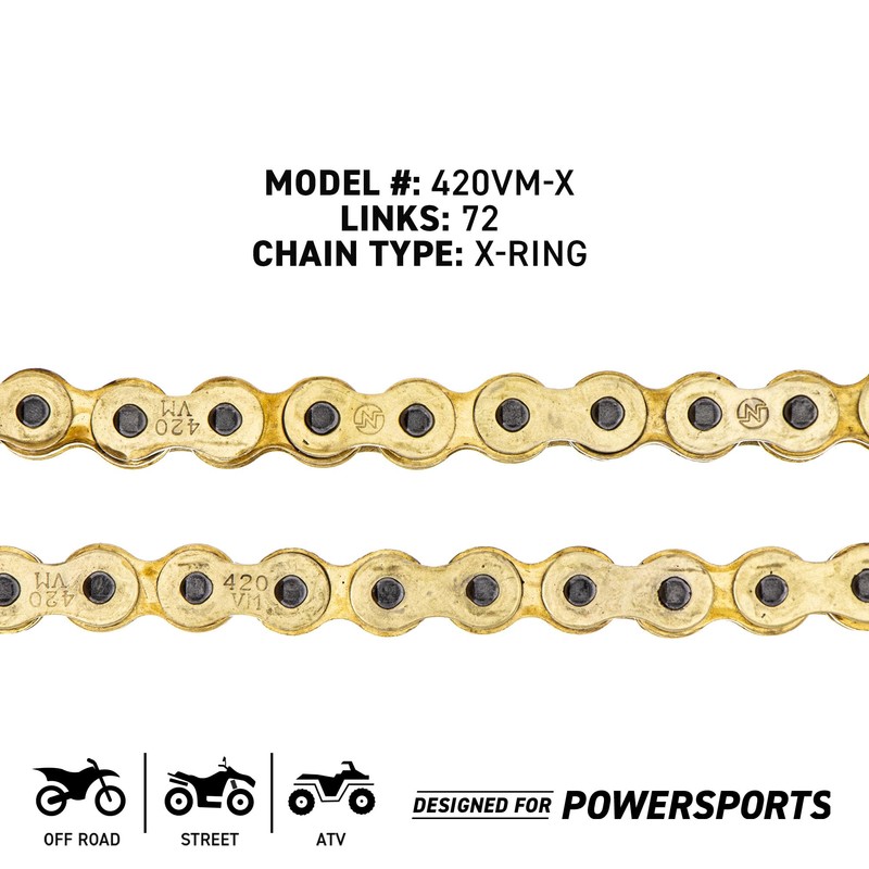 NICHE Gold 420 X-Ring Chain 72 Links with Connecting Master