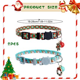 2Pcs Christmas Cat Collar,Xmas Pet Collars with Bell for Cats and Dogs,Adjustable Christmas Cat Neckties,Cute Christmas Pet Collars for Small Medium Cats Dogs Xmas Gift Decoration