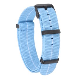 sourcing map Elastic Nylon Watch Band 18mm One-Piece French Watch Strap Waterproof Replacement Wristwatch Strap with Black Buckle for Men Women, Light Blue/White