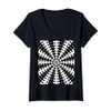 Womens Starlight Beam With Dovetail Pattern White On Black V-Neck
