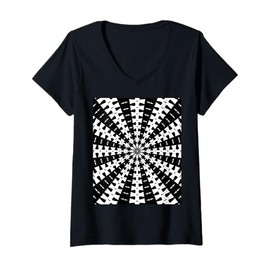 Womens Starlight Beam With Dovetail Pattern White On Black V-Neck T-Shirt