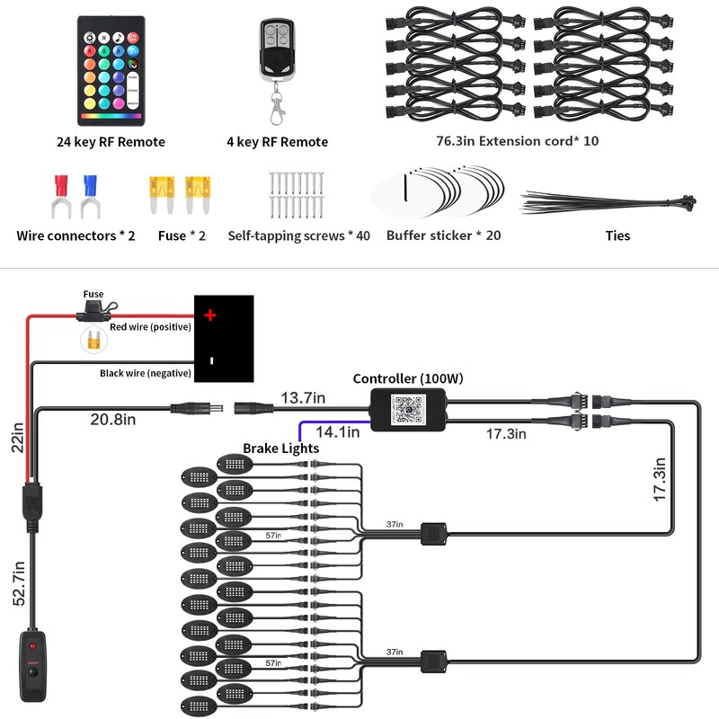 20 Pods Segmented Alloy RGB LED Rock Lights for Semi