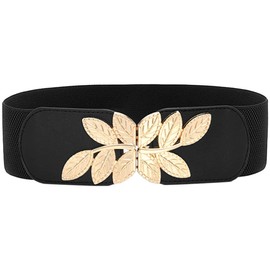 ALAIX Women's Stretchy Belt for Dresses Jumpsuit Coat Belt Vintage Elastic Wide Leaf Waist Belt Waistband