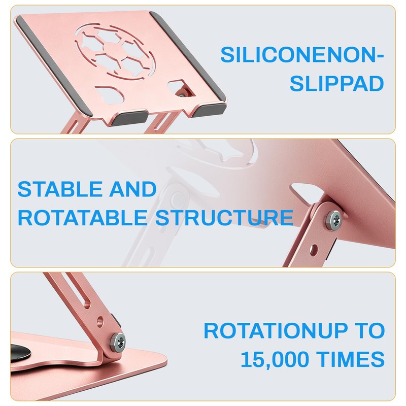 360°Rotating Laptop Stand, Ergonomic Adjustable Foldable Notebook Riser, Metal Computer