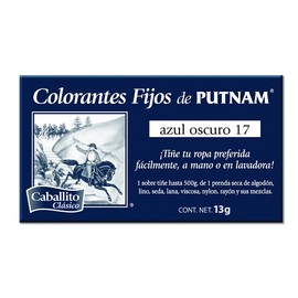 Colorantes fijos de PUTNAM, el único Colorante en Polvo para ropa color Azul oscuro ¡Revive y cambia el color de tu prenda favorita! Sobre con 13g