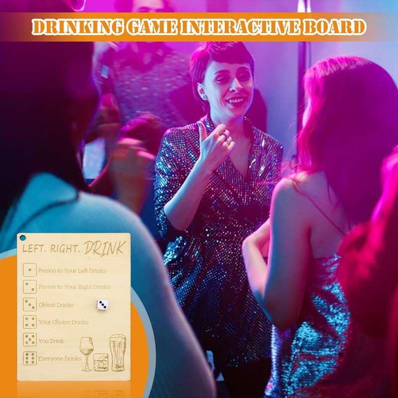 DOWNDRIFT Left Right Drink Drinking Game, Fun Dice Plates and