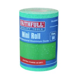 Faithfull FAIAR540G 5M Extra Coarse (40 Grit) Sandpaper Roll Green (Pro) 115mm x 5M