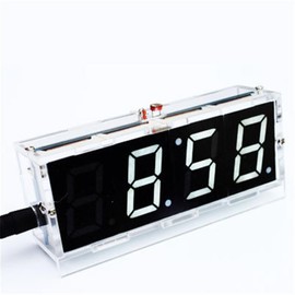 4-Digital DIY Clock Kits, LED Talking Clock DIY kit for Soldering Practice Learning Electronics with Transparent Case 4 Colors for Choose