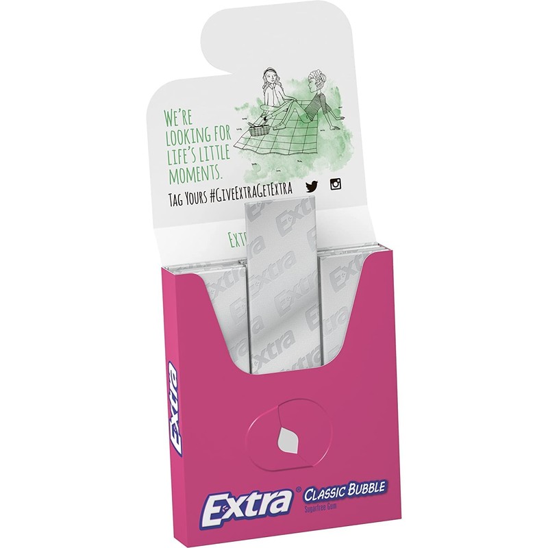 Extra Sugar Free Gum, Classic Bubble, 15 Stick Slim Packs