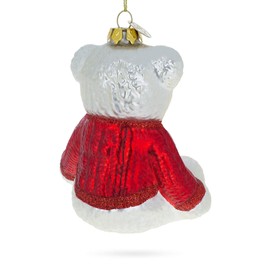 BestPysanky Teddy Bear in Warm Sweater Glass Christmas Ornament