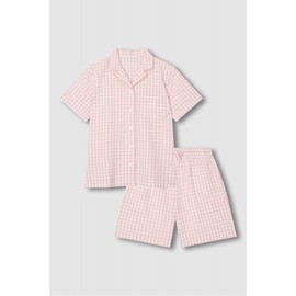 JAJU [JAJU] Women's Seersucker 5/10 Sleeve Pajama Set_Light Pink