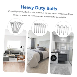 Hohopeti 6pcs Heavy Duty Eye Bolt Screws Set Self-Tapping Wood Screws Hook for Indoor Outdoor Use