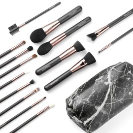 HAPPITON 15PCS Professional Makeup Brush Set - Synthetic Soft Bristles for Foundation, Concealer, Eyeshadow, Blending Face & Eye Brush Kit Includes Travel Makeup Bag