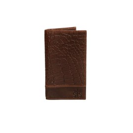 STS Ranchwear Men's Full Grain Leather Croc Long Bifold Wallet