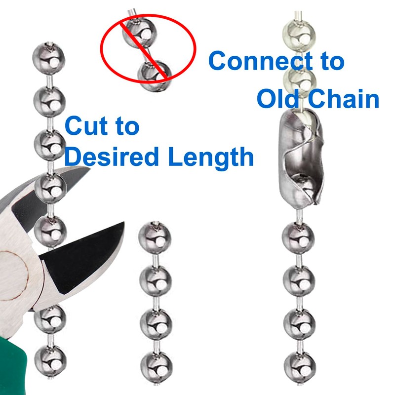 Aeknewo 2 Pack 12-inch Ceiling Fan Pull Chain, 3mm Beaded