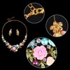 Ever Faith Crystal Simulated Pearl Rose Flower Leaf Necklace Pierced