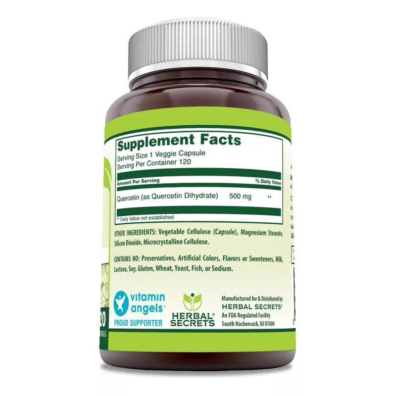 Herbal Secrets Quercetin Quercetina 500mg 120 Cápsulas Sabor Sin Sabor