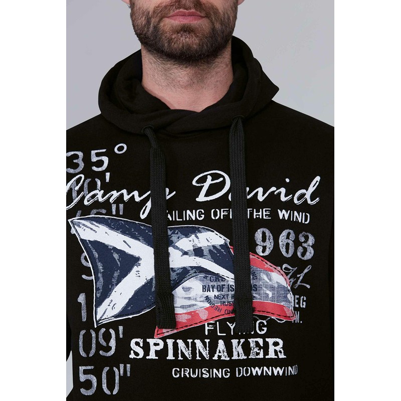 Camp David Men's Hooded Sweatshirt with Sailing Print - Casual