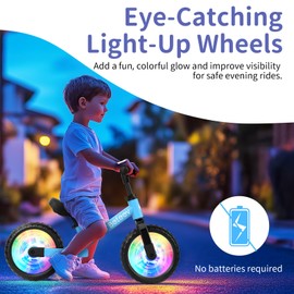 BELEEV C3 Kids Balance Bike for 2-6 Year Old, 12 inch Toddler Balance Bike with Light-Up Wheels, Carry Strap, Adjustable Handlebar & Seat, Carbon Steel Frame, Customize Plate, Ride-on Toy(Blue)