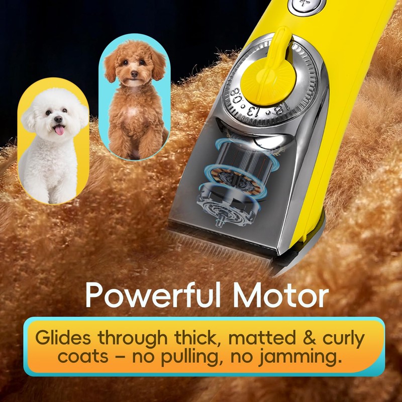 FOGOSP Cordless Dog Grooming Clippers 12H Runtime Replaceable Blade 3-Speed