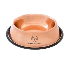 Copper Pet Water Bowl for Dogs or Cats I Non-Skid Rubber Base | Non-Spill Design | Non-Toxic | (Small - 450mL)