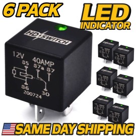 HD Switch (6 Pack) Relay fits Bad Boy Mowers 086-1201-00 WaterProof w/LED INDICATOR