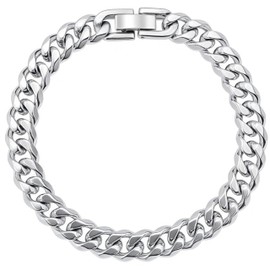 MaicuQ Stainless Steel Mens Cuban Link Chain, Miami Cuban Chain Bracelets for Men, 8mm Wide 7.5 8 8.5Inch Hip Hop Mens Bracelets,Gift for Father Husband Son men chain