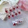 24Pcs Valentines Press on Nails Medium Square Fake Nails Red