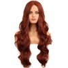 RightOn Dark Orange Wig Long Wavy Dark Orange Wigs for