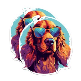 (2 Pack) Irish Setter Dog Stickers - Irish Setter with Sunglasses - Choose FromOver 100 Dog Breeds - 5 Inches On Longest Side - Premium Vinyl - Made in USA - BMCS0360