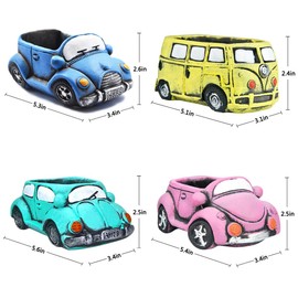 Ascrafter 4 Pack Succulent Plants Pot, Small Indoor Plants Pots with Drainage Hole, Decor Garden Pot for Succulents Planter Cactus (Mix 2)