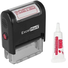 ExcelMark Posted Self Inking Rubber Stamp - Red Ink with 5cc Refill Ink