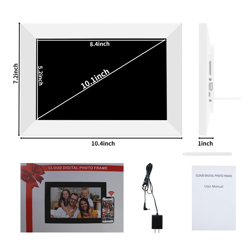 ybest Frameo 10.1" Digital Picture Frame White, Smart WiFi Digital