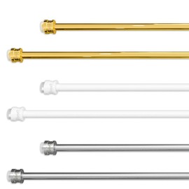 Byour3 - Pair of Window Door Push Bars New Generation Extendable Telescopic Rods for Glass Curtains for Indoor Rounded Rectangular Window Frames (Chrome from 37 to 63 cm)