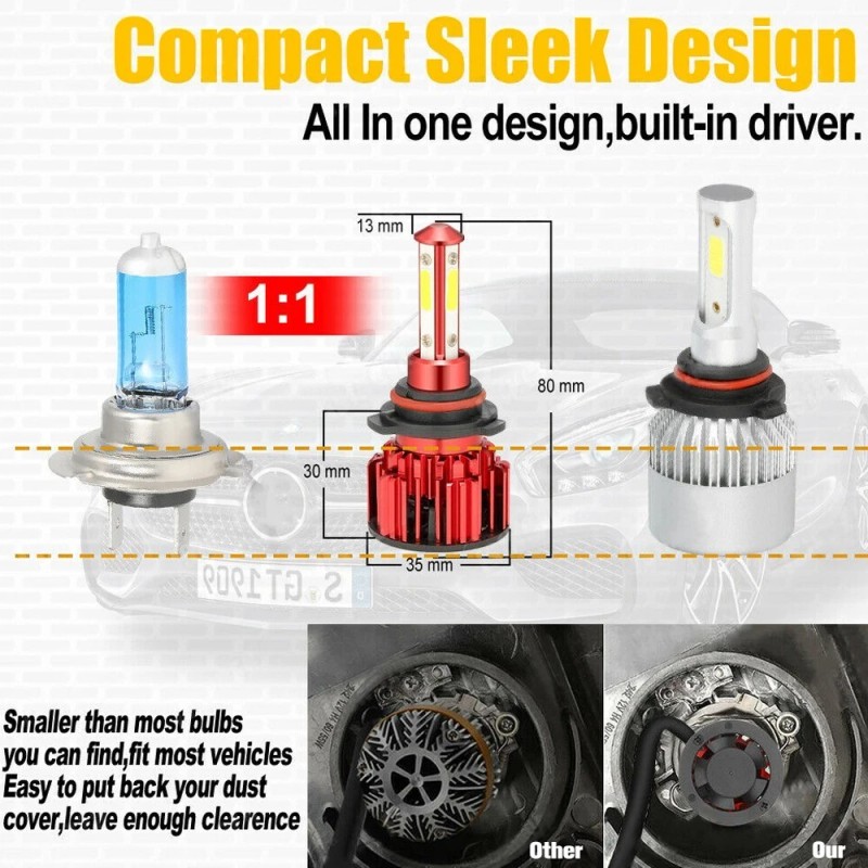 STONEBANKS 9005 9006 LED Headlights Kit Combo Bulbs 6500K High