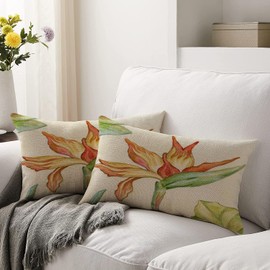 HODKHNO Throw Pillow Cover 12x20 Inch Tropical Bird of Paradise Hawaiian Home Decor Pillowcase Lumbar Pillow Case Cushion Cover for Sofa Couch Bed