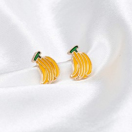 VEINTI+1 New Summer Jewelry Creative Funny Lifelike Fruits Earrings Ear Studs for Women(Banana)