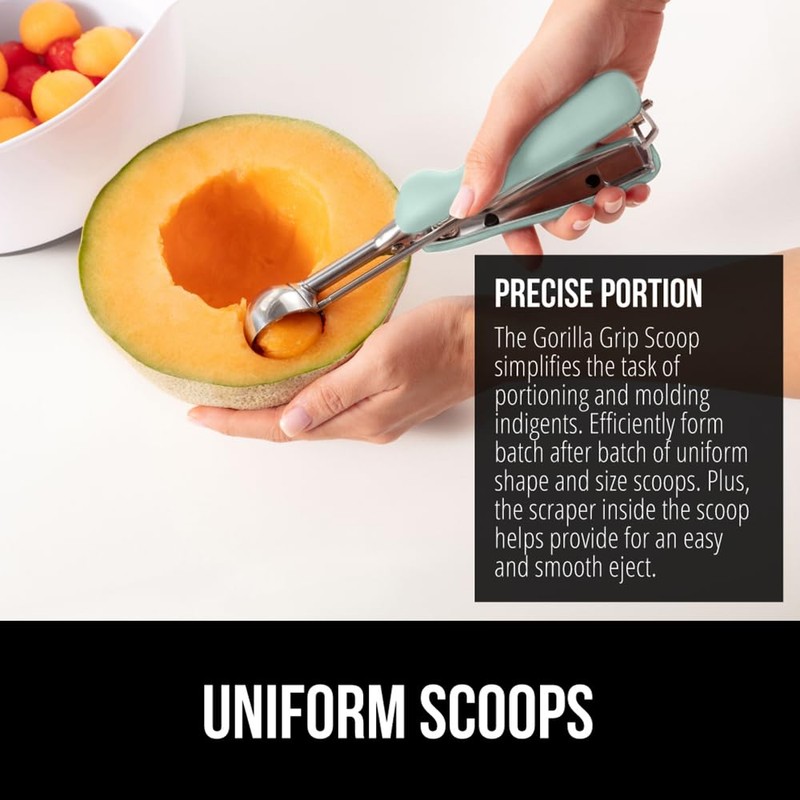 Gorilla Grip Premium Stainless Steel, Spring-Loaded Scoop for Fruit, Cookie