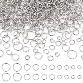 2000 Pcs Stainless Steel Jump Rings 5mm 6mm 7mm 8mm 10mm for Jewelry Making 18 Gauge Open Jump Rings for Necklaces Repair DIY Crafts Chainmail Chains Layer Bracelet Earrings Making