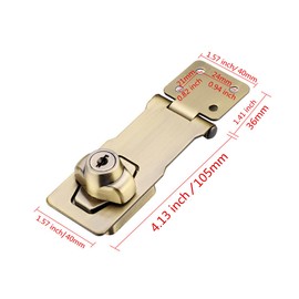 szhdxsy 2 Packs 4 Inch Keyed Hasp Locks Twist Knob Keyed Locking Hasp for Small Doors, Cabinets and More,Stainless Steel Steel, Chrome Plated Hasp Lock Catch Latch Safety Lock（Bronze）