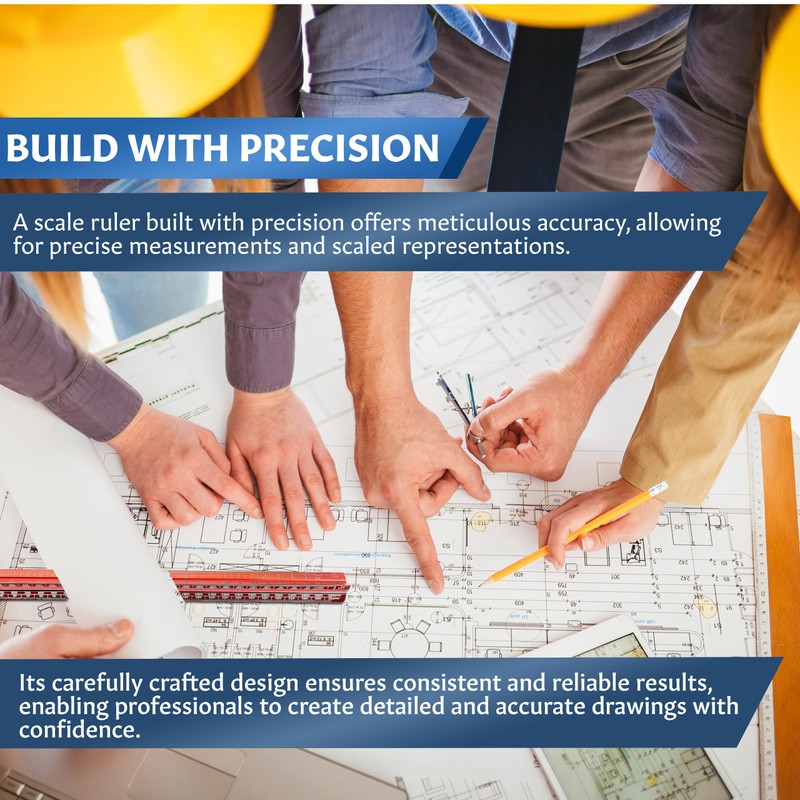 Stylo 12" Aluminum Architect Scale Ruler Laser Etched Triangle Drafting
